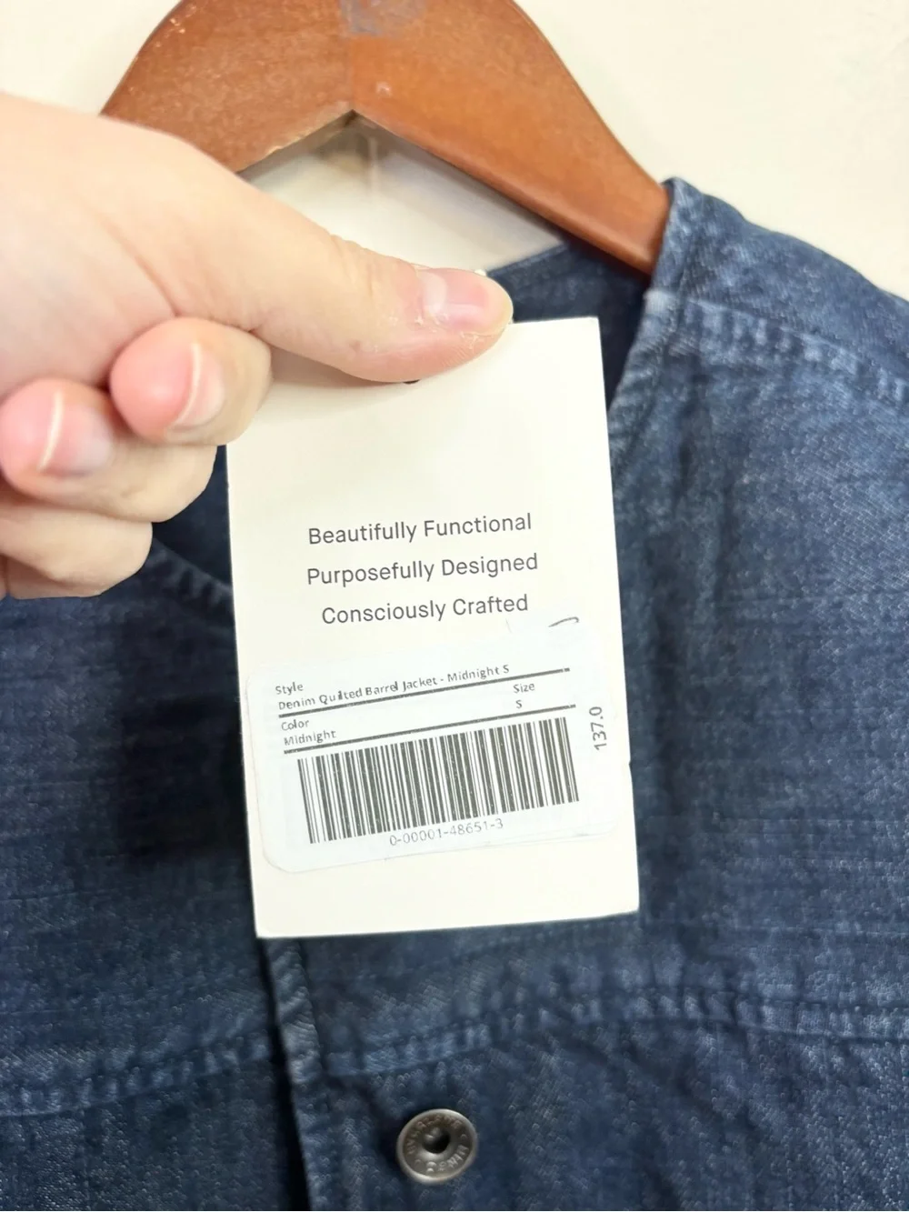 Everlane denim quilted barrel jacket boxy oversized size SM new